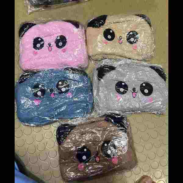 kids panda winter cap with neck warmer