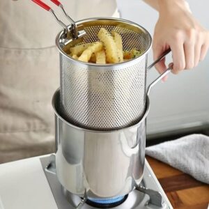 Stainless Steel Deep Fryer Pot with Strainer